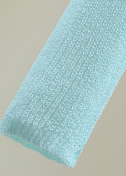 Stylish Lake Blue V Neck Nail Bea Lace Patchwork Cotton Knit Sweater Spring
