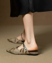 Stylish Leopard Horsehair Splicing Slide Sandals Pointed Toe