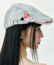 Stylish Light Blue Embroidered Denim Breton Hat