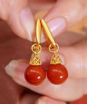 Stylish Light Green Sterling Silver Overgild Turquoise Drop Earrings