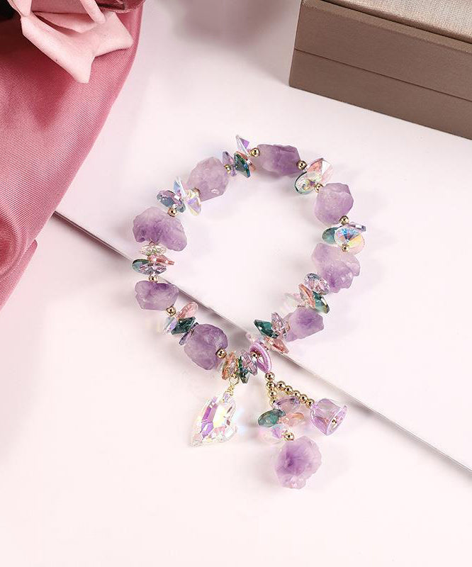 Stylish Light Purple Crystal Pearl Asymmetrical Charm Bracelet