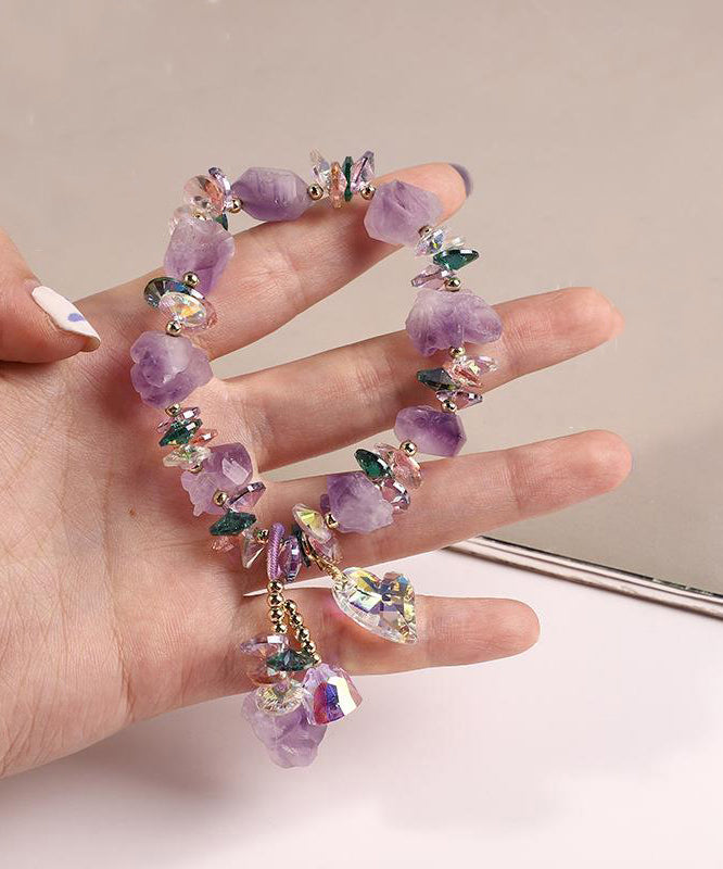 Stylish Light Purple Crystal Pearl Asymmetrical Charm Bracelet