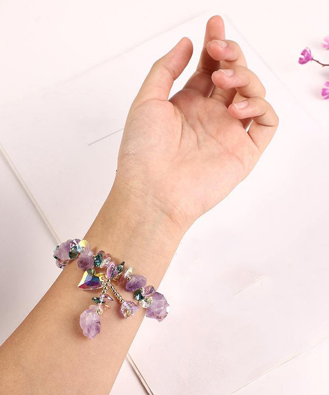 Stylish Light Purple Crystal Pearl Asymmetrical Charm Bracelet