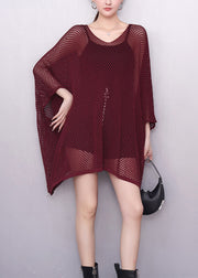 Stylish Mulberry Oversized Tulle Sheer Mini Dress Summer