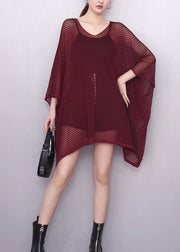 Stylish Mulberry Oversized Tulle Sheer Mini Dress Summer