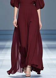 Stylish Mulberry V Neck Chiffon Maxi Dresses Summer