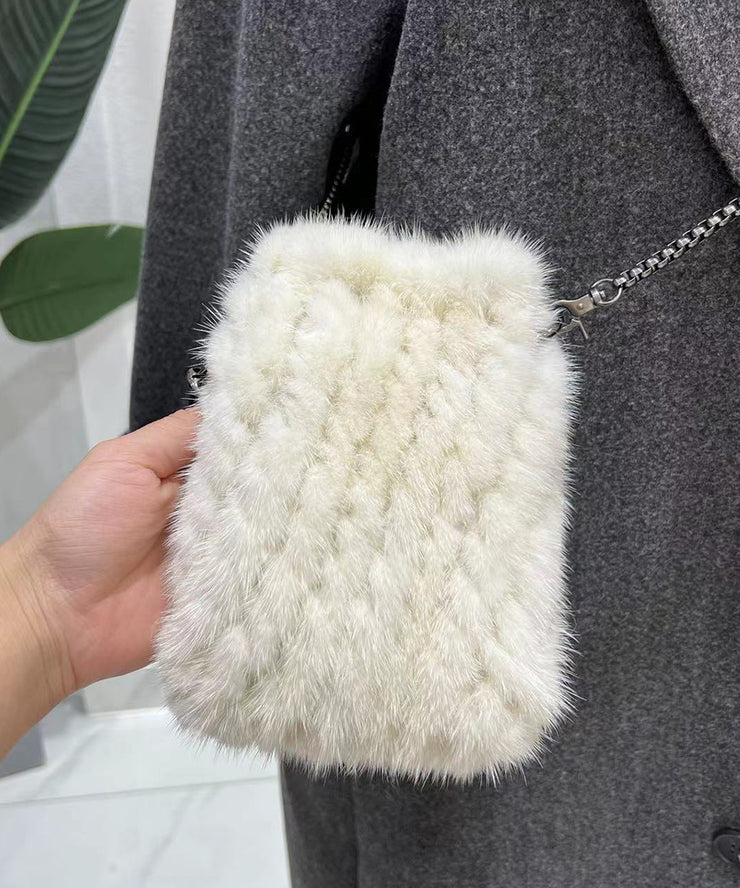 Stylish Multicolor Mink Hair Patchwork Versatile Phone Pouch