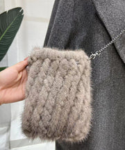 Stylish Multicolor Mink Hair Patchwork Versatile Phone Pouch