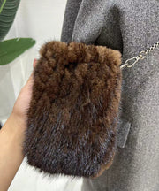 Stylish Multicolor Mink Hair Patchwork Versatile Phone Pouch