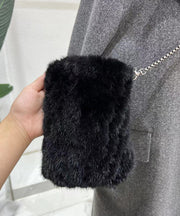 Stylish Multicolor Mink Hair Patchwork Versatile Phone Pouch