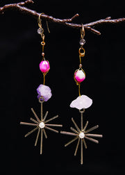 Stylish Multicolour Jade Long Tassels Drop Earrings
