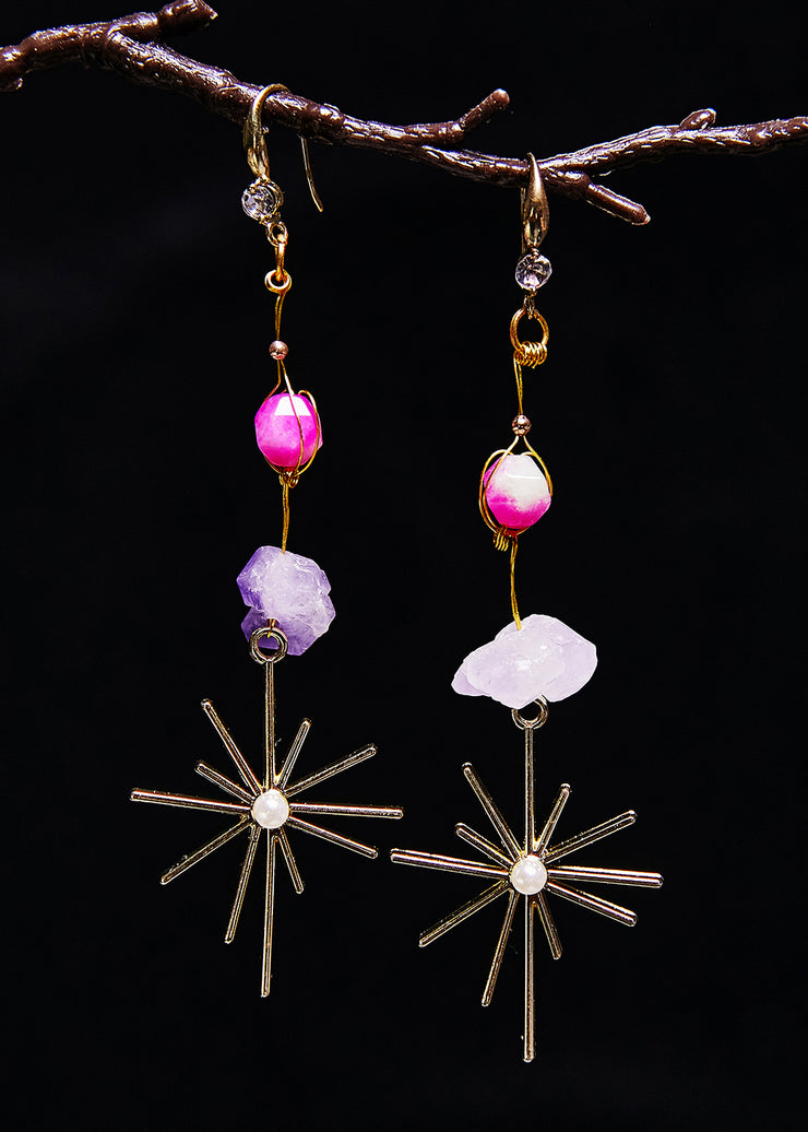 Stylish Multicolour Jade Long Tassels Drop Earrings