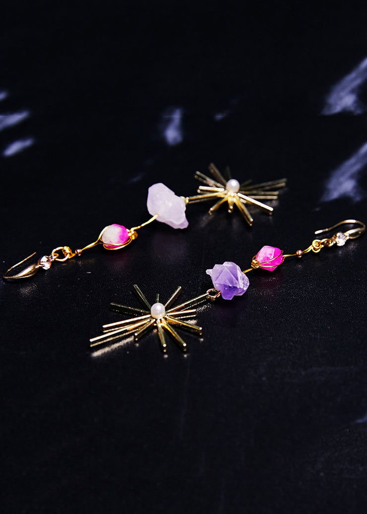 Stylish Multicolour Jade Long Tassels Drop Earrings