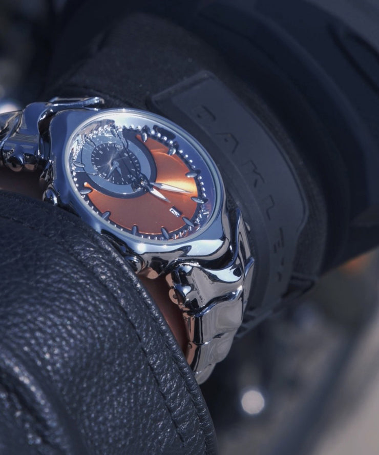 Stylish Orange Stainless Steel Quartz Movement Noctilucent Watches