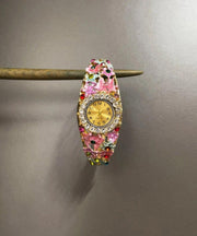 Stylish Pink Allloy Zircon Sapphire Crystal Watches
