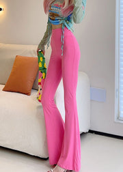 Stylish Pink Butt Scrunch High Waist Nylon Flare Bottoms