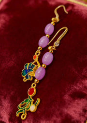 Stylish Pink Crystal Tasseled Ethnic Style Drop Earrings