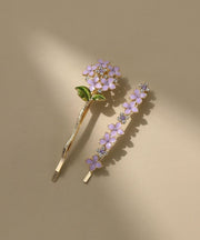 Stylish Purple Alloy Crystal Zircon Drip Glaze Floral Hairpin