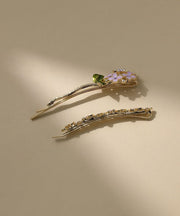 Stylish Purple Alloy Crystal Zircon Drip Glaze Floral Hairpin