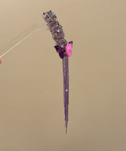 Stylish Purple Alloy Zircon Butterfly Tassel Single Piece Hairpin