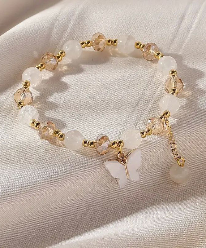 Stylish Purple Butterfly Charm Beaded Stch Bracelet For Women