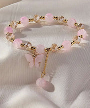 Stylish Purple Butterfly Charm Beaded Stch Bracelet For Women