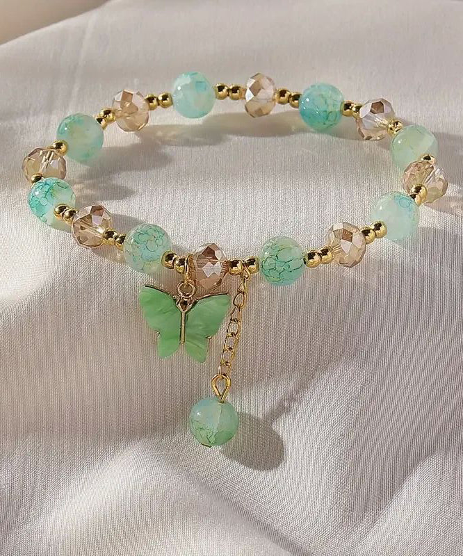 Stylish Purple Butterfly Charm Beaded Stch Bracelet For Women