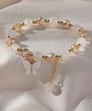 Stylish Purple Butterfly Charm Beaded Stch Bracelet For Women