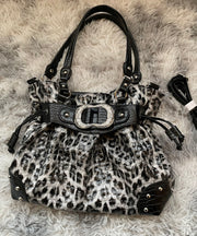 Stylish Purple Drawstring  Faux Leather Pouch Bag