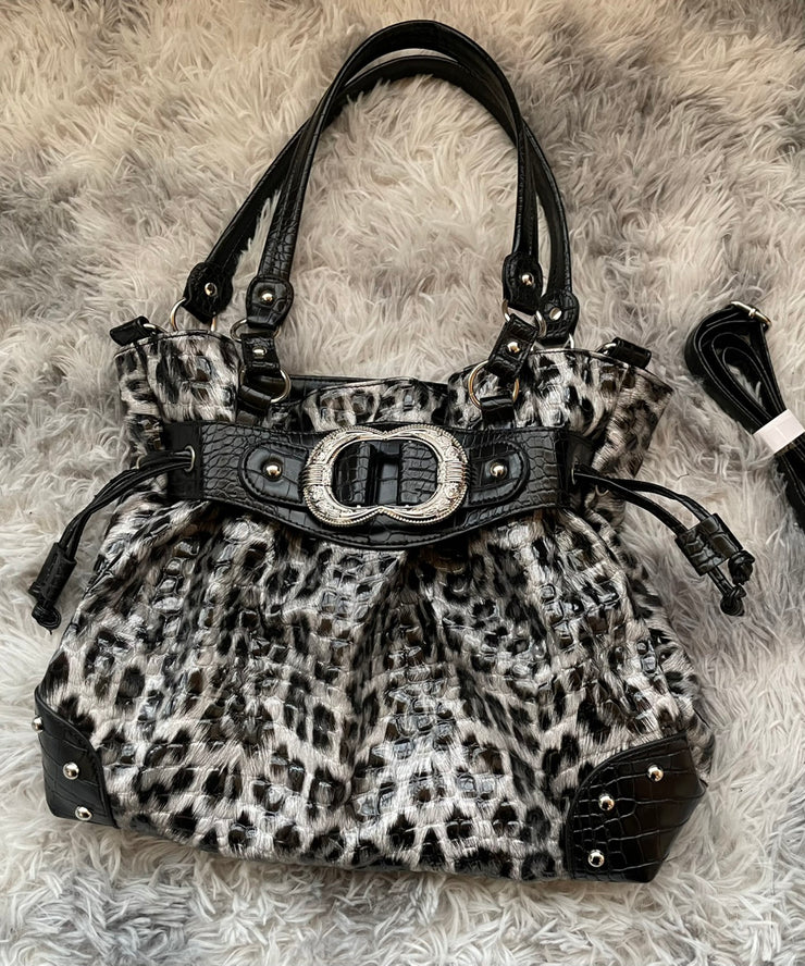 Stylish Purple Drawstring  Faux Leather Pouch Bag