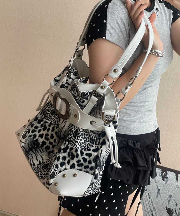 Stylish Purple Drawstring  Faux Leather Pouch Bag