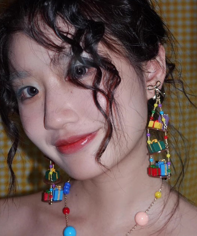 Stylish Rainbow Acrylic Resin Gift Drop Earrings