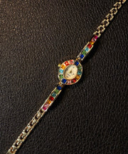 Stylish Rainbow Alloy Crystal Chromatic Time Watches