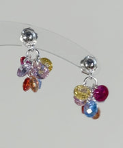 Stylish Rainbow Alloy Crystal Grape Beads Drop Earrings