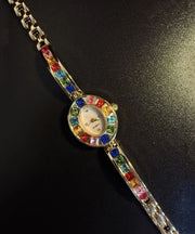 Stylish Rainbow Alloy Zircon Gem Stone Watches