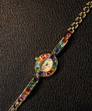 Stylish Rainbow Alloy Zircon Gem Stone Watches
