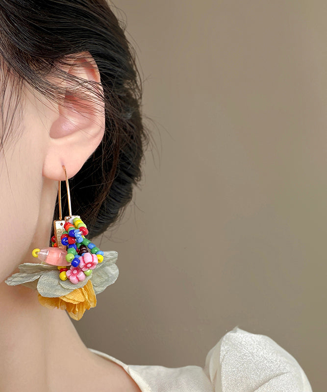 Stylish Rainbow Copper Alloy Floral Hoop Earrings
