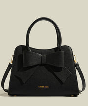 Stylish Red Bow Solid Durable Faux Leather Tote Handbag