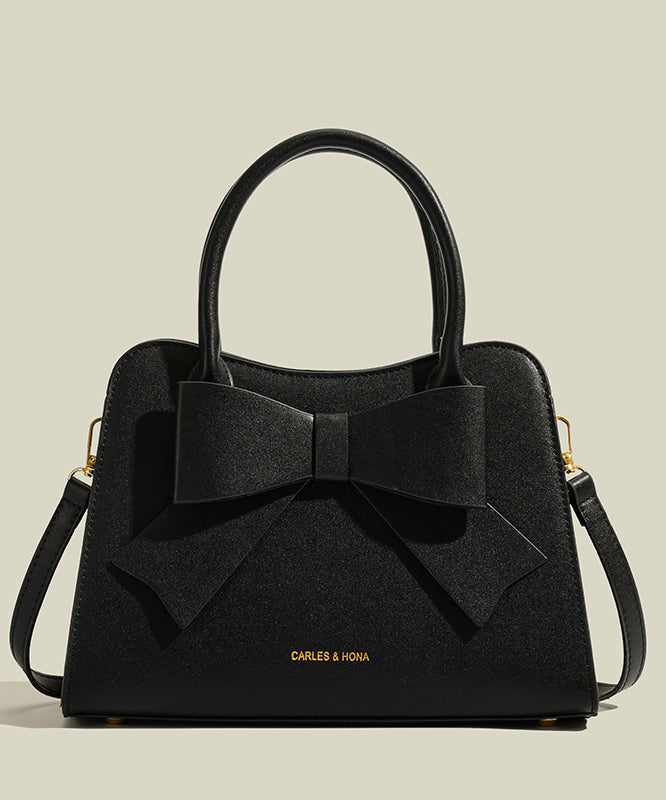 Stylish Red Bow Solid Durable Faux Leather Tote Handbag