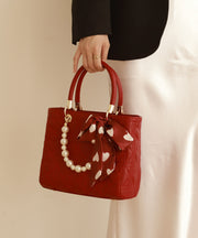 Stylish Red Large Capacity Faux Leather Tote Handbag