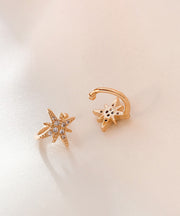 Stylish Rose Gold Copper Overgild Zircon Hexagram Stud Earring