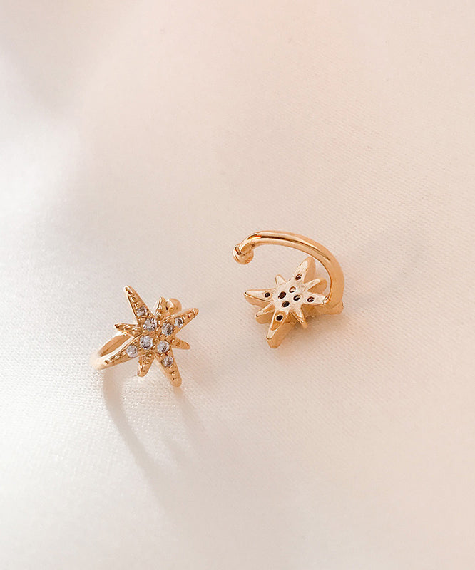 Stylish Rose Gold Copper Overgild Zircon Hexagram Stud Earring