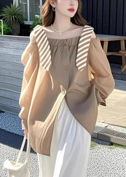 Stylish Rose Side Open False Two Pieces Cotton Shirt Spring