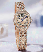 Stylish Rose Stainless Steel Zircon Quartz Movement Watches
