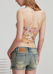 Stylish Sexy Halter Print Cotton Tank Top Sleeveless