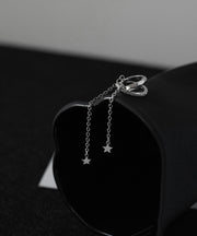 Stylish Silk Copper Zircon Star Tassel Drop Earrings