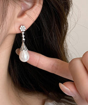 Stylish Silk Copper Zircon Water Drop Drop Earrings