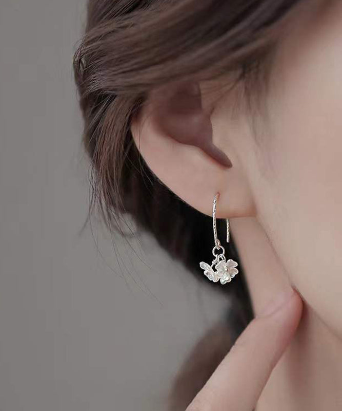 Stylish Silk Sterling Silver Acrylic Floral Hoop Earrings