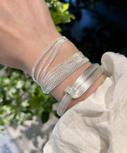 Stylish Silk Sterling Silver Chain Chain Bracelet Two-Piece Set