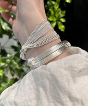 Stylish Silk Sterling Silver Chain Chain Bracelet Two-Piece Set